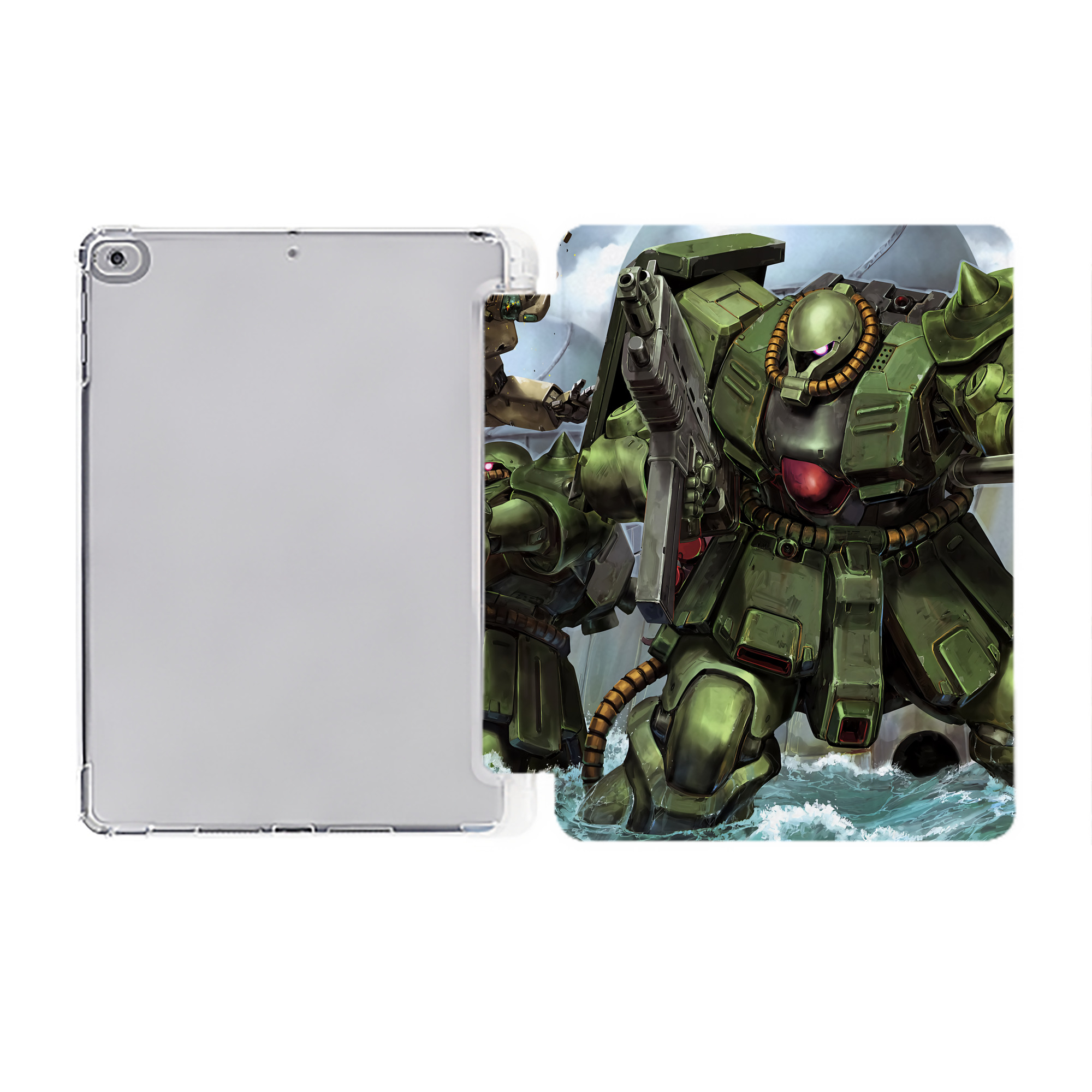 （画像用） 機動戦士ガンダム Mobile Suit Gundam IPad ケース ペン収納付き 三つ折りスタンド PUレザー×シリコン 対応機種9.5/10.5/10.9インチ